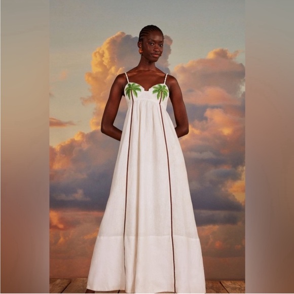 FARM Rio Dresses & Skirts - Farm Rio Coconut Embroidered Linen Maxi Dress NWT Size M Medium